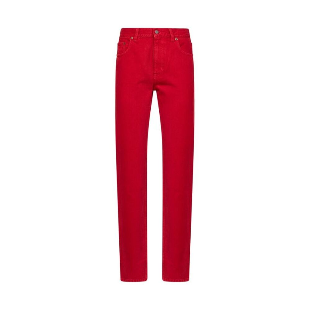 Chloé Women Berry Red Cotton Denim Slim Jeans